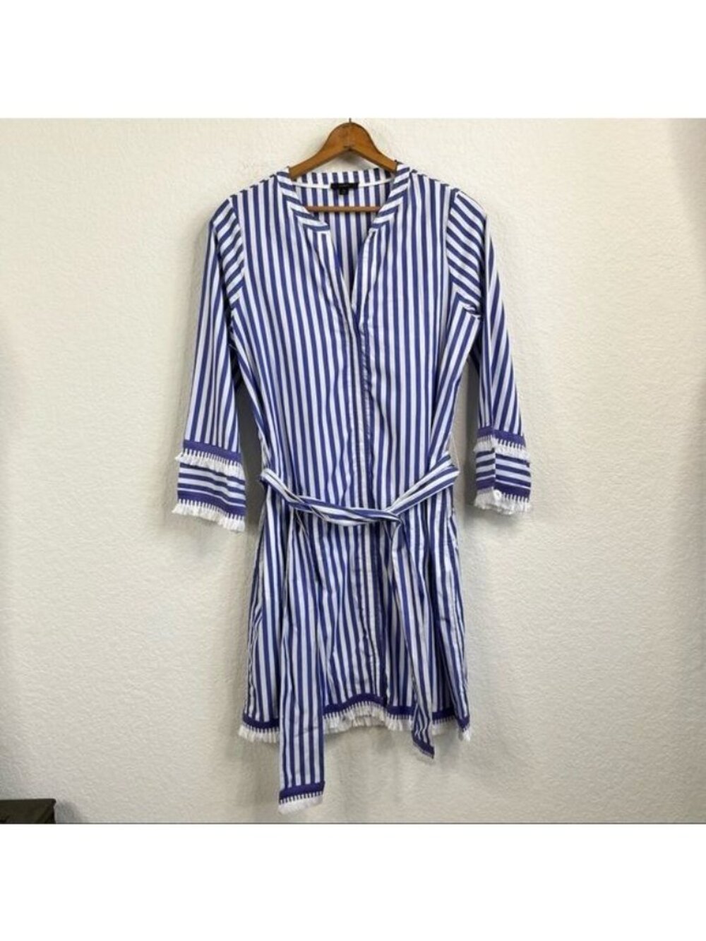 J Crew Belted Cotton Poplin Tunic Shirtdress in Stripe